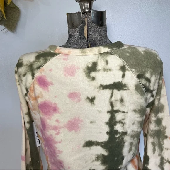 NWT XS Tie dye cream, orange, pink, and green crewneck sweatshirt - Picture 6 of 8